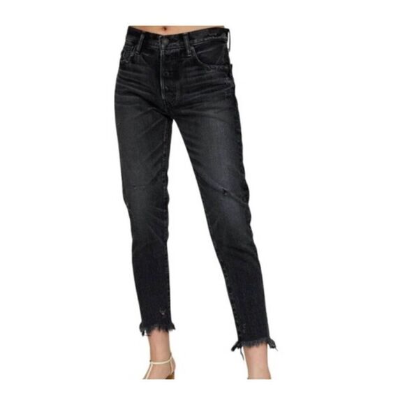 Moussy VintageBlack Straight LegLightly Distressed Raw Hem jeans sz 25